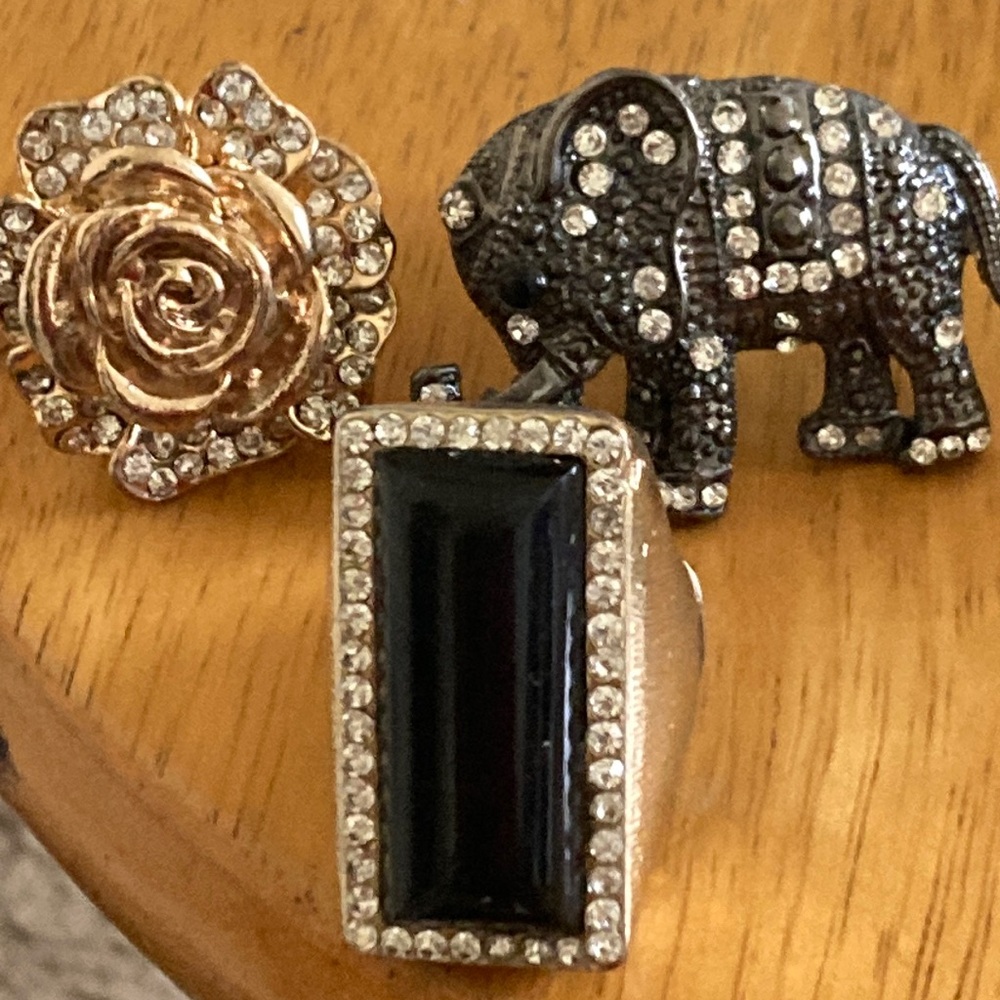 3 Adjustable Rings, Large Statement Rings - image 1